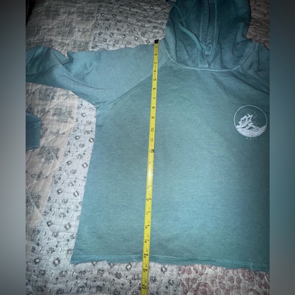 Junior's Roxy Cropped Sweater With Hoodie Blue Beach Surfer. Sz Jr L - Picture 12 of 12